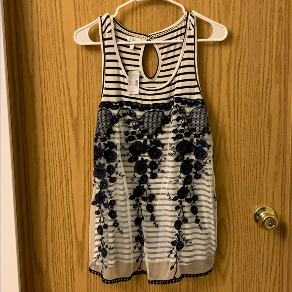 Maurices embroidered sheer front tank. NWT
